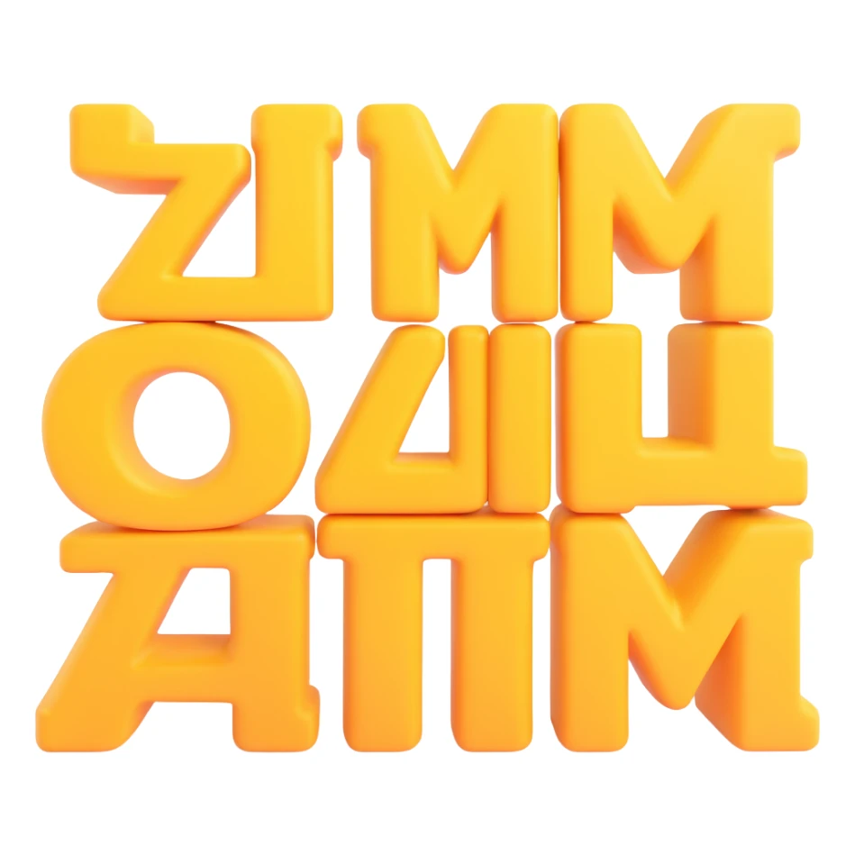 the letters ZDM as bold and simple 3D text emoji sticker
