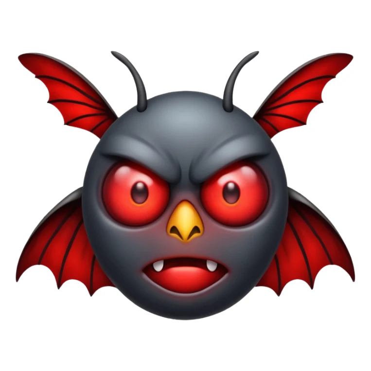 Create a scary emoji of the mothman with bright red eyes sticker