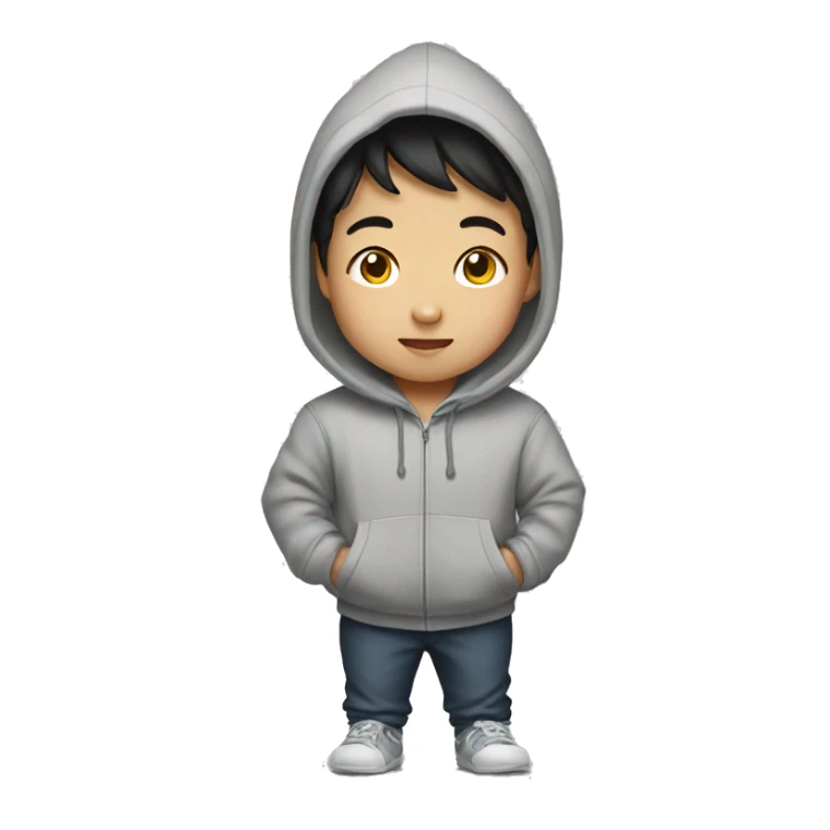 Korean kid wearing hoodie sticker