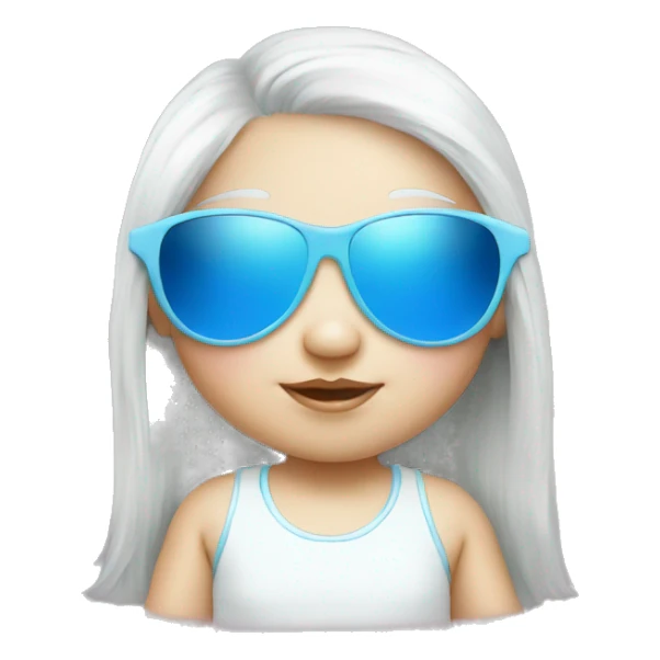 white little baby girl with blue sunglasses sticker