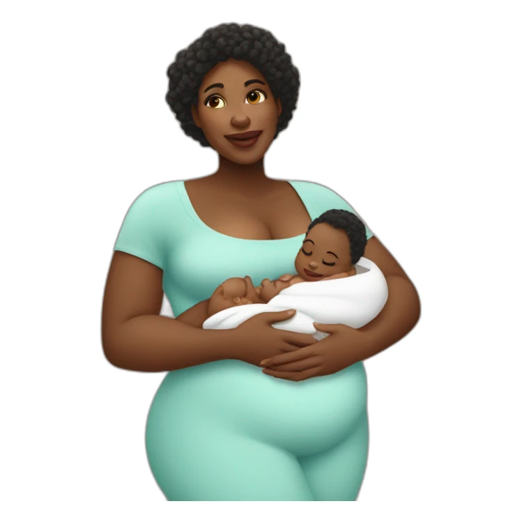 beautiful heavyset Black women holding two babies sticker