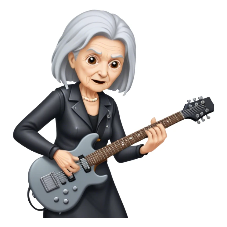 Old woman playing a heavy metal guitar sticker