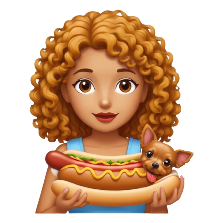 Hot dog girl curly and yorkie dog. sticker
