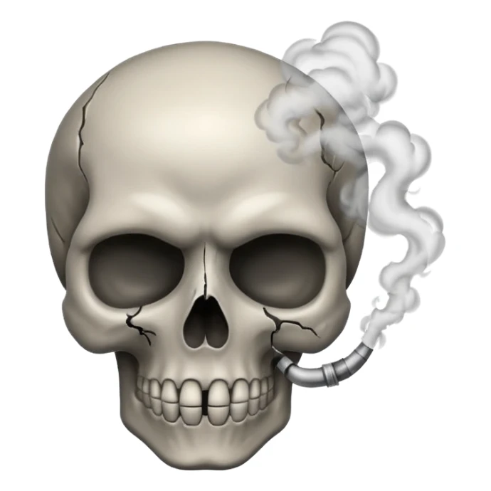 Make a skull emoji whose head is blasted off and smoke is coming from its head from inside sticker