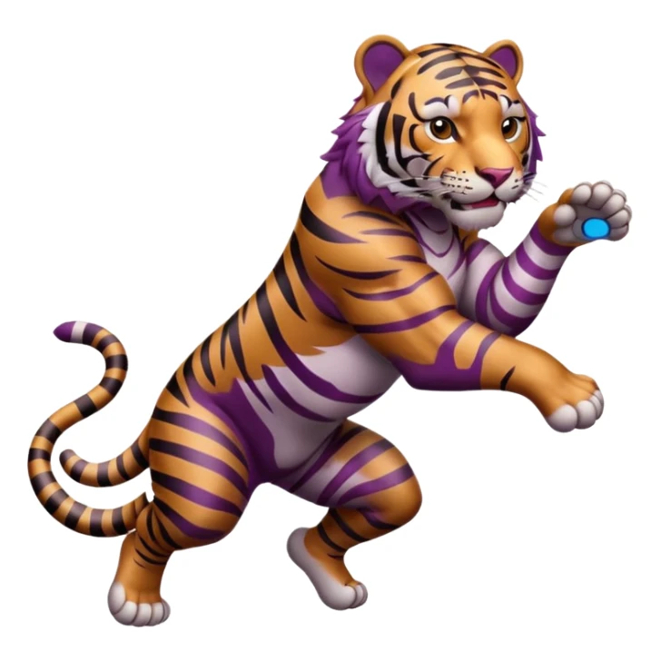 purple with burgundy stripes jumping tiger sticker