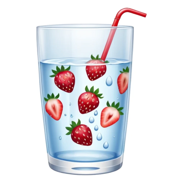 glass of water with strawberry slices sticker