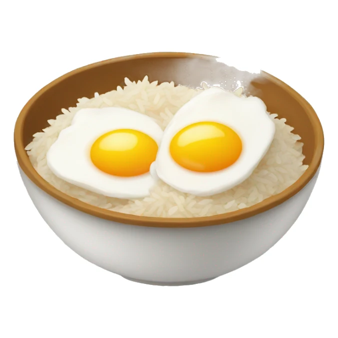 a bowl of rice with two eggs and chicken thigh upright sticker