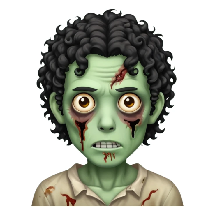 Zombie de cabelo cacheado médio preto que cobre a testa sticker