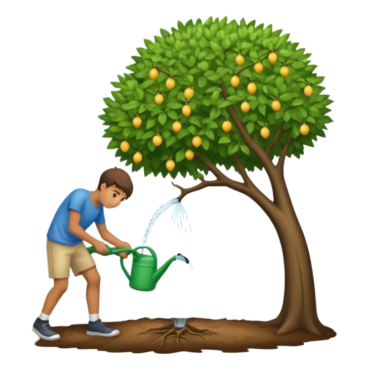 18 year old boy watering a tree sticker