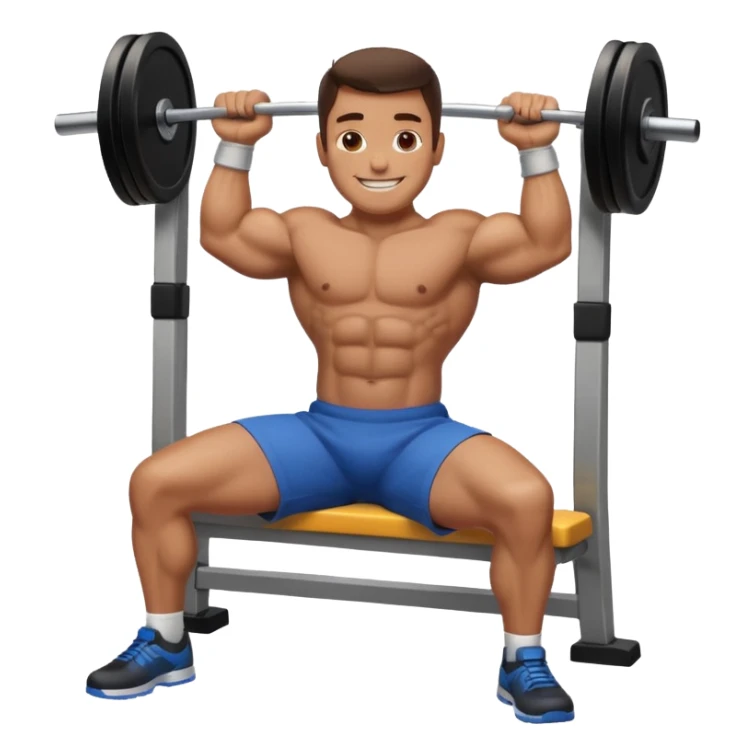 A man bench pressing in apple style emoji sticker