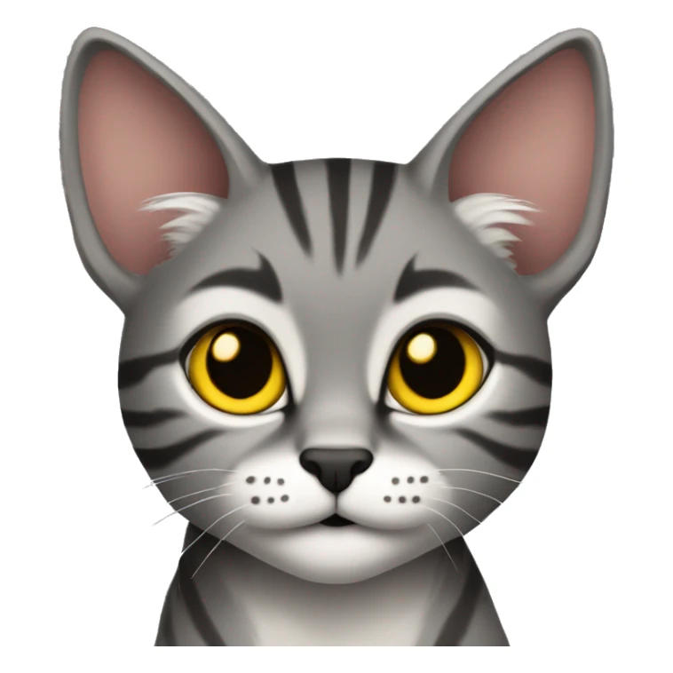 Pointed ears like lynx sleek small cat with black fur only and a fully body with yellow eyes sticker