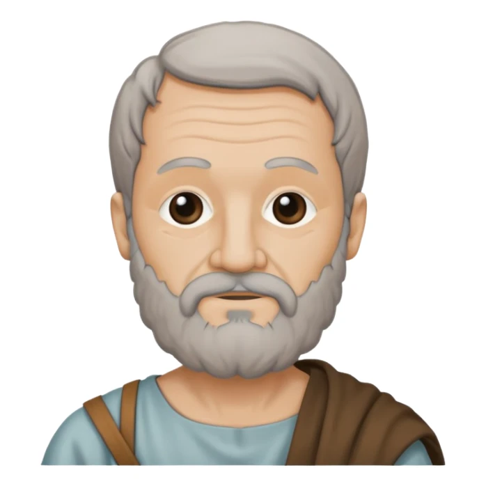 Aristotle as a black outline icon, no fill, hand-drawn look, recognizable philosopher features sticker