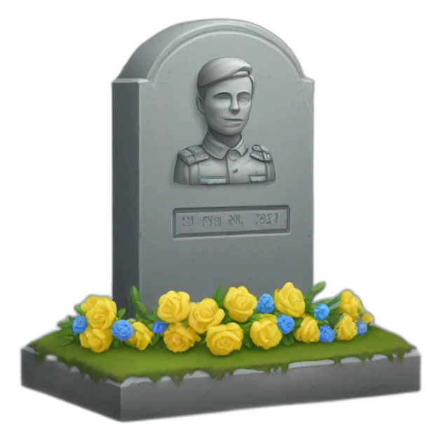 tombstone of the Ukrainian soldier at the graveyard sticker