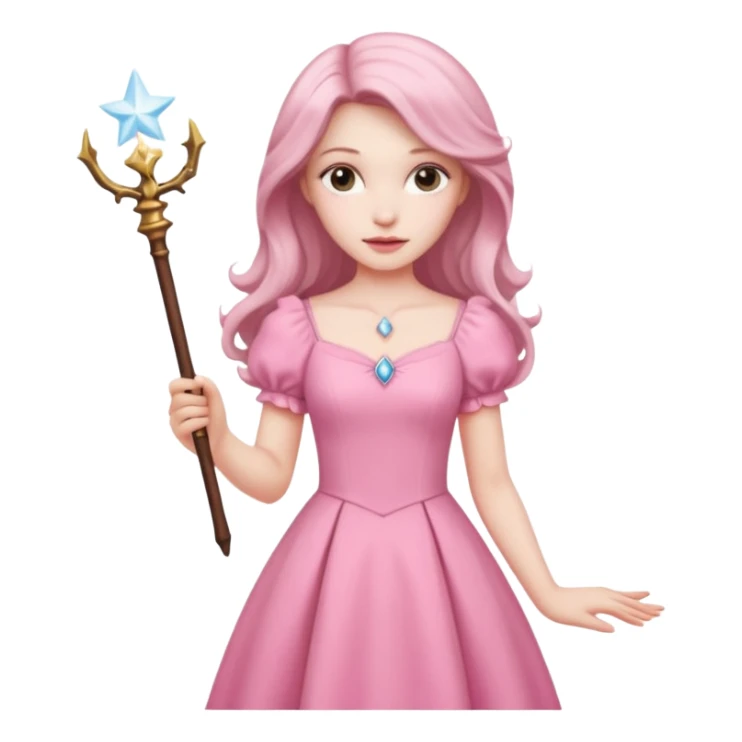 beautiful-haired in pink woman with a wand sticker