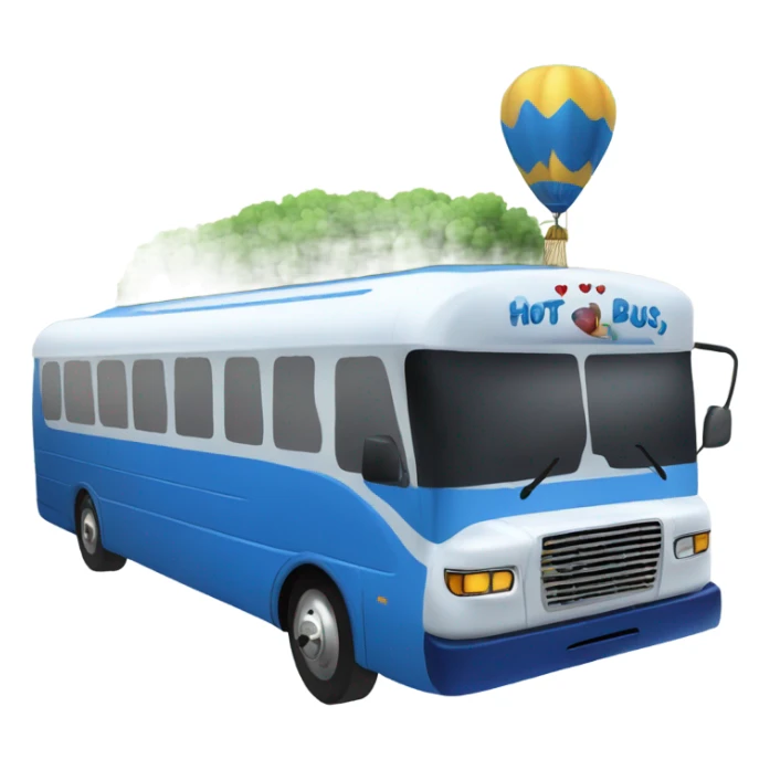 Blue party bus with a blue and white hot air balloon on top  sticker