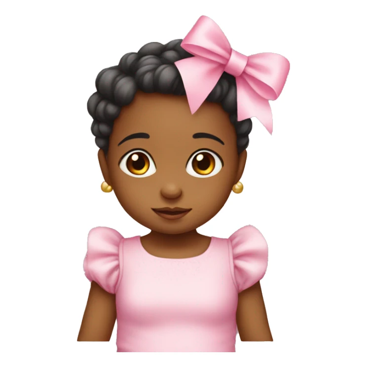 Baby girl wearing pink bow sticker