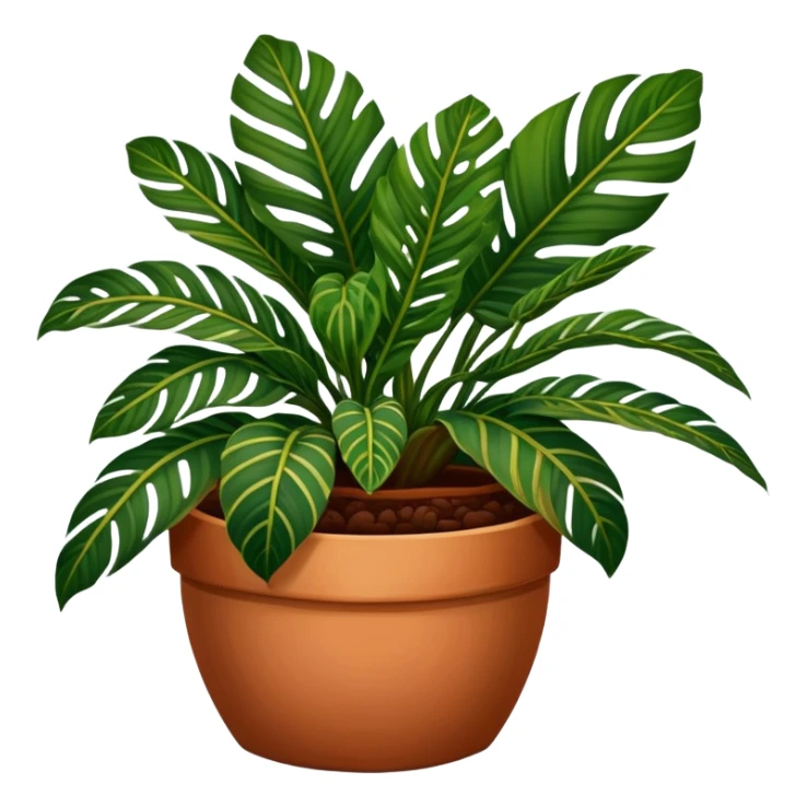 dark green Maranta leuconeura in a pot sticker