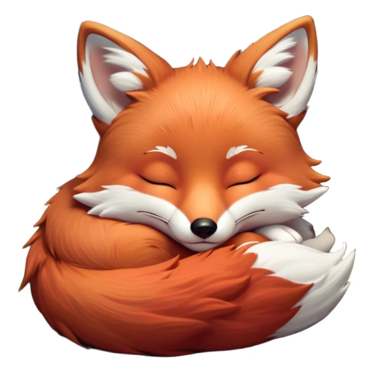 Meme-Worthy Cute Sleeping Fox Portrait Emoji, Head resting peacefully with a contented smile, showcasing a lithe build and a luxuriously soft red Fur with gentle white accents, eyes shut in a serene, restful nap, Simplified yet hilariously adorable features, highly detailed, glowing with a soft, drowsy light, high shine, relaxed and utterly lovable, stylized with an air of playful laziness, bright and heartwarming, soft glowing outline, capturing the essence of a comically sleepy fox, so meme-worthy it feels like it could instantly become the next viral sensation of adorable woodland slumber! sticker