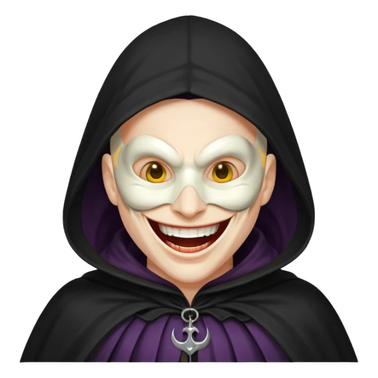 Una cara con risa malvada quitándose una máscara con una sonrisa agradable  sticker