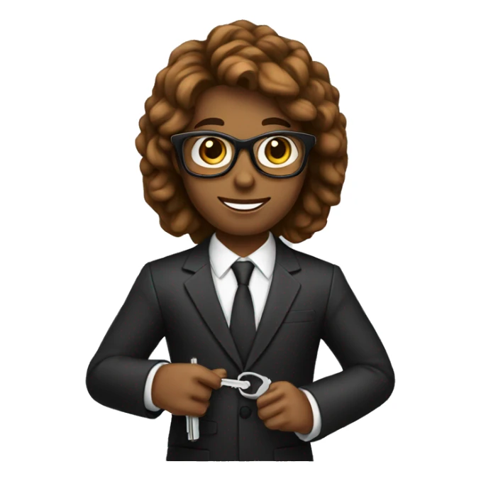 brown skin realtor with hair holding a black key sticker