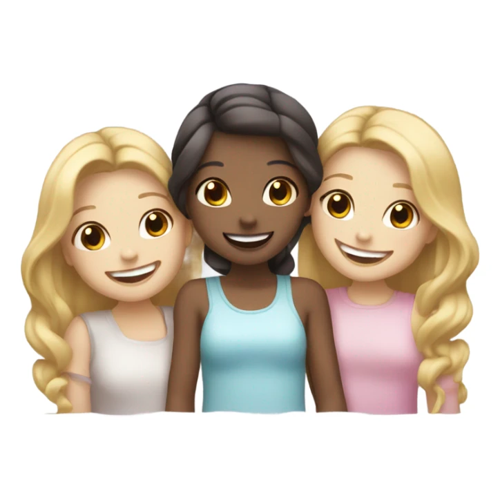 Three cute girls who are friends white skin sticker