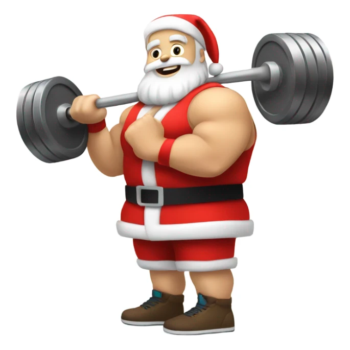 White santa with a dumbbell in hand at the gym sticker