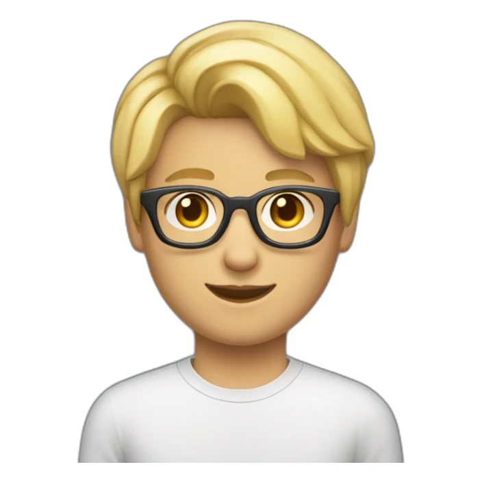 Un garçon de 16 ans blond avec une coupe middle part avec des lunettes avec un casque Apple  sticker