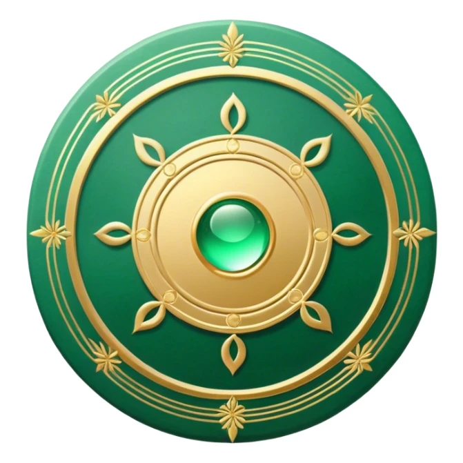 A soft emerald green book front cover with golden details, featuring a Zen circle, a ray of light, or a lotus on the cover, radiating presence, tranquility, and spiritual awakening sticker
