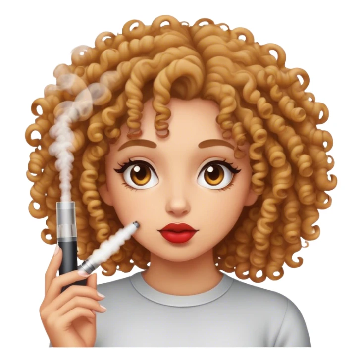 A curly haired girl vaping sticker