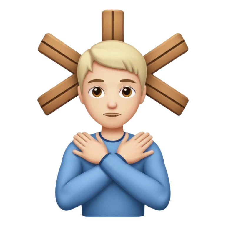 Character making a cross with his arms and raising a brow  sticker