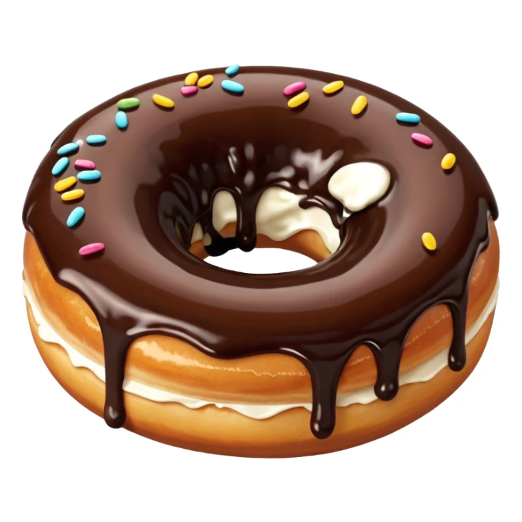 Cinnamon donut without hole oozing with chocolate sauce sticker