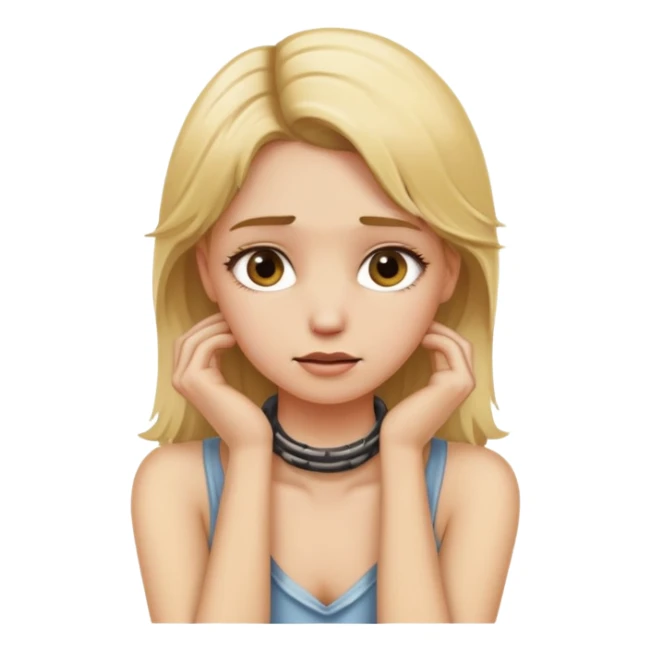 Dirty blond girl with hands on her neck sticker