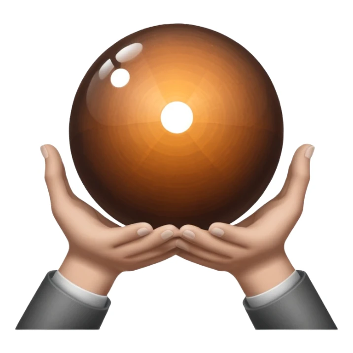 Gray and brown color magic ball and hands sticker