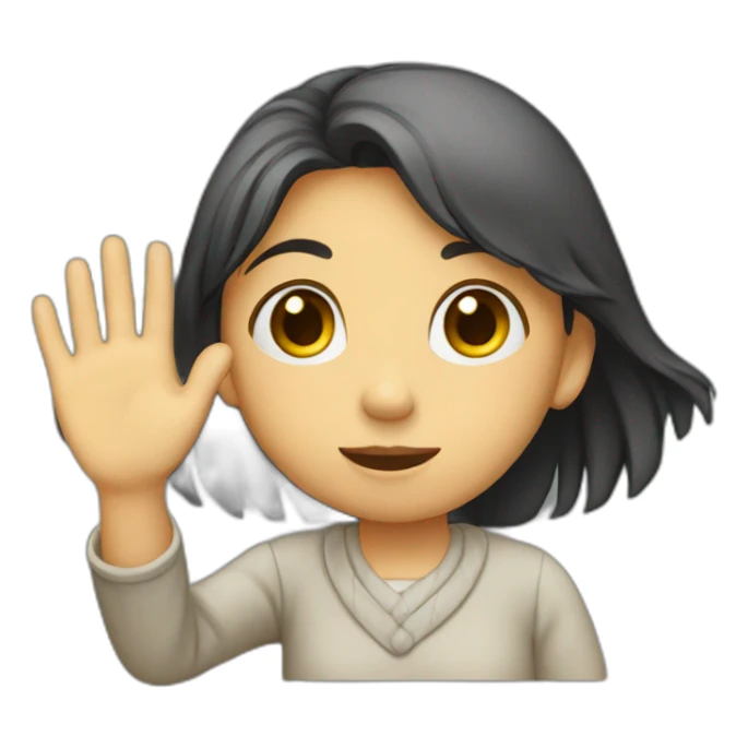 a sad girl waving goodbye sticker