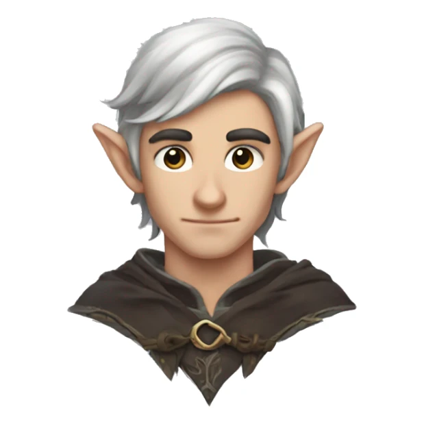 male elf fantasy dark hair sticker