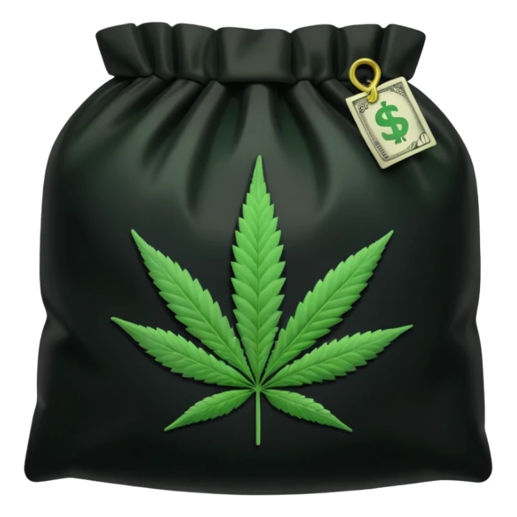 Weed pound baggie with the name Dolla Den and a logo sticker