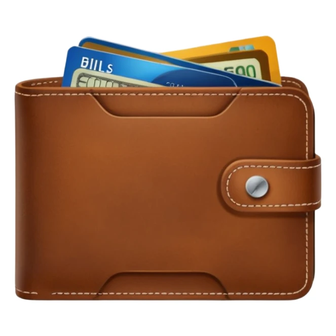 portefeuille marron avec quelques billets et carte bancaire sticker