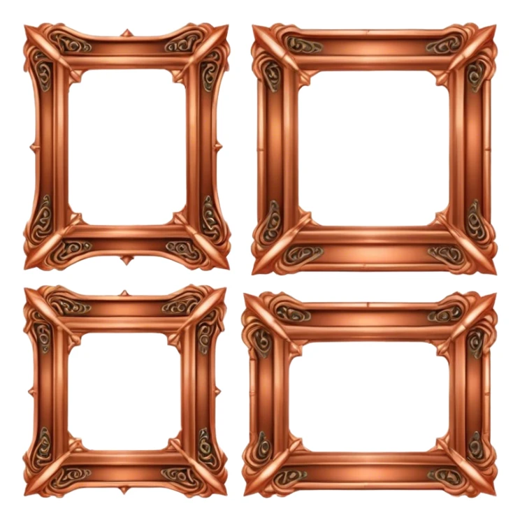 Medieval copper frames without glass, ornate edge details
 sticker