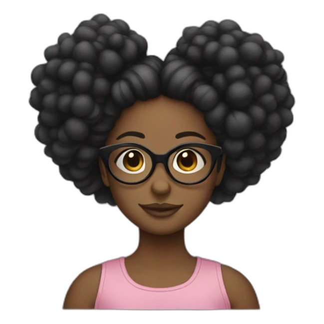girl with 2 afro puffs and glasses sticker