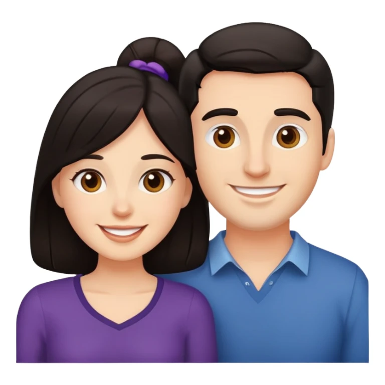 Happy Couple both with dark hair white people sticker