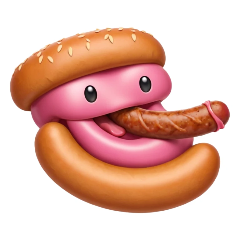 Mouth eating a sausage sticker