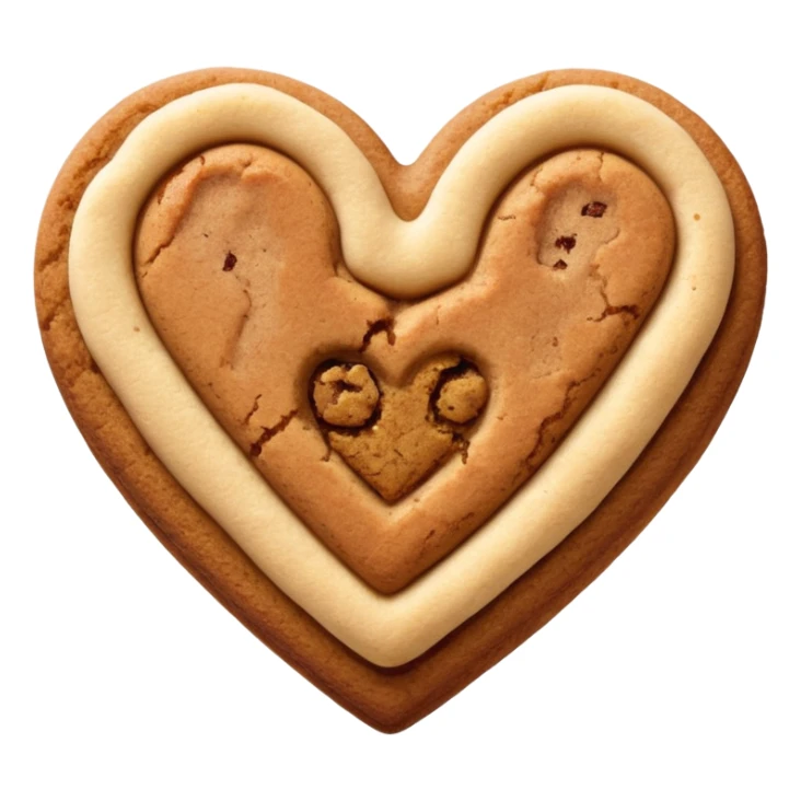 snicker doodle cookie with cinnamon powder on top in a heart shape cookie sticker