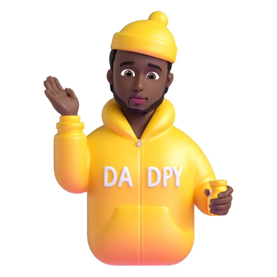 P Diddy with shiny baby oil sticker