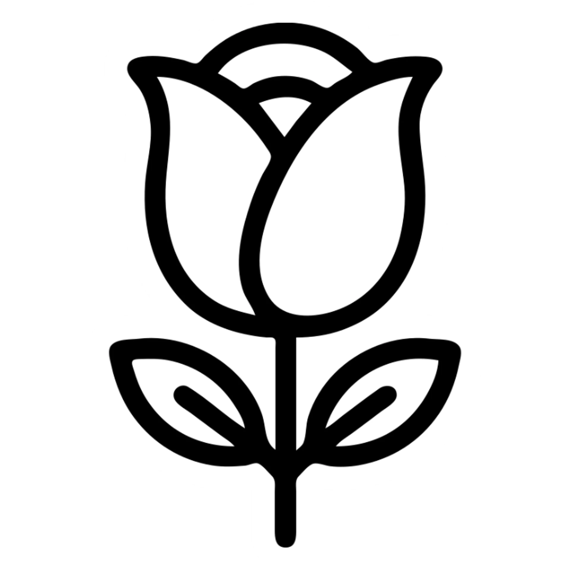 rose blossom in outlined icon style, black lines, no fill, simple and elegant sticker