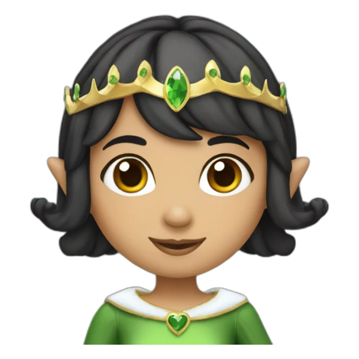 Black haired Elf girl with tiara and bob haircut sticker