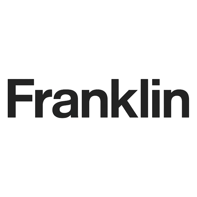 'Franklin' word mark, title case, modern Helvetica-style, startup branding, black sticker