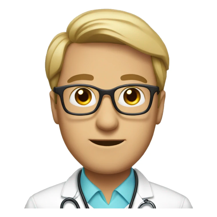 a man with glasses and large eyes in a doctor's suit sticker