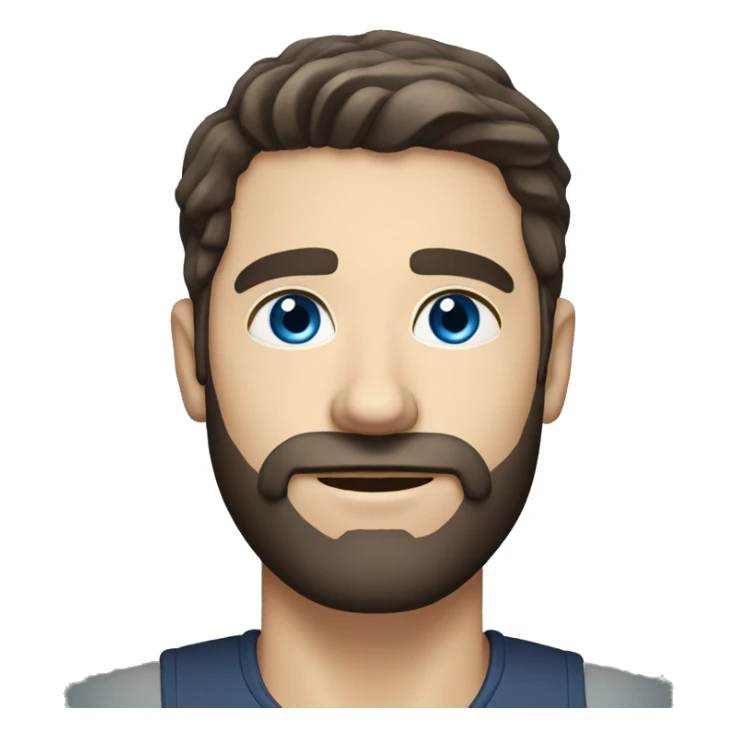 white male dark brown hair, short beard and blue eyes sticker