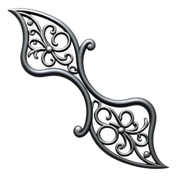 Black and silver filigree page divider, 3D, extremely detailed design sticker