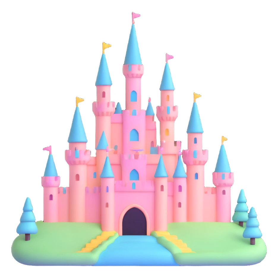 fairytale castle with pastel colors sticker